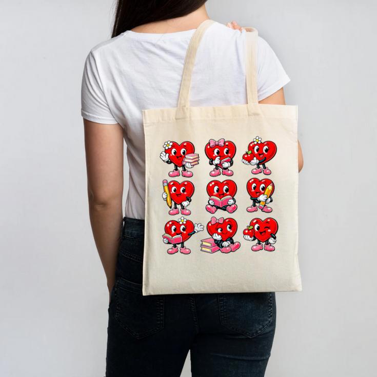 Heart Reading Books Valentine’s Day Girl And Boy Book Lovers Canvas Tote Bag