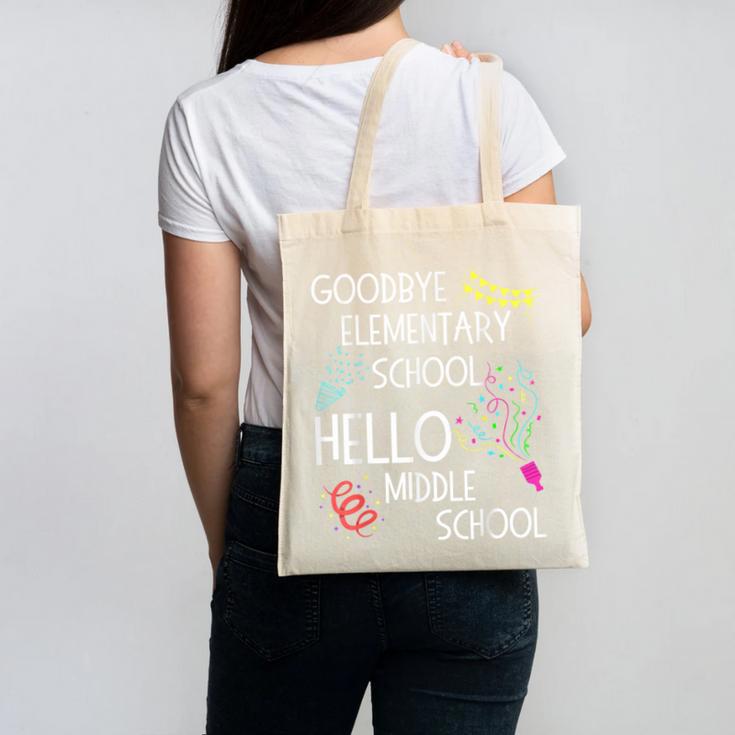 Hello Middle School Graduation Elementary School T-Shirt Canvas Tote Bag