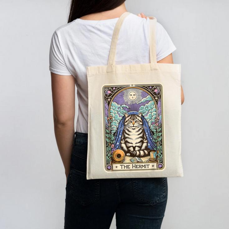 The Hermit Cat Tarot Card Introvert By Georgi Canvas Tote Bag