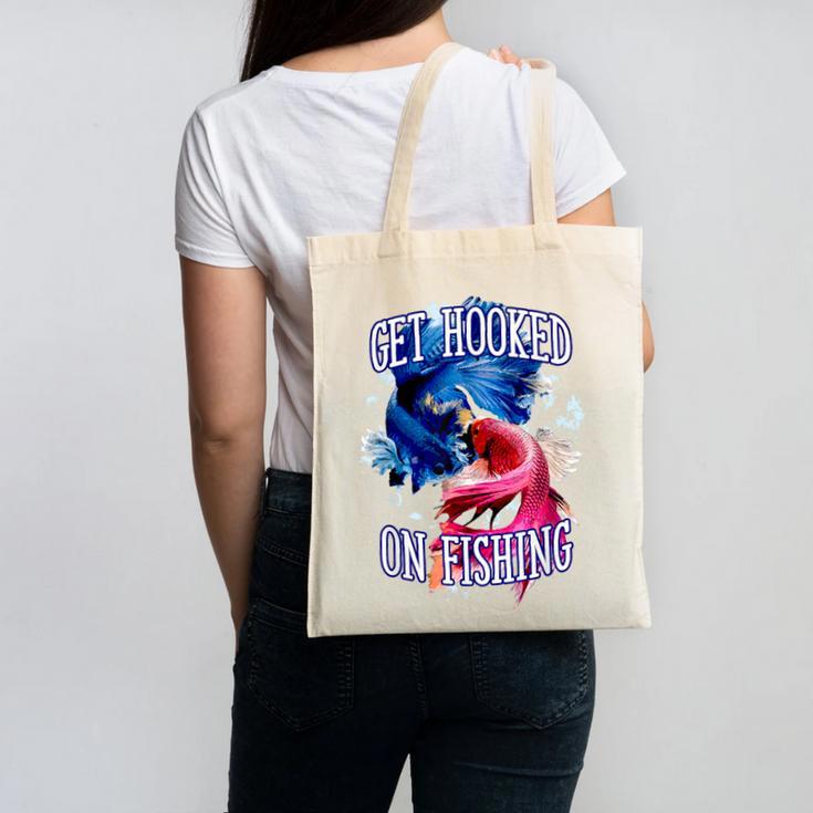 Hooked On Fishing Introvert Sayings Antisocial Quotes Canvas Tote Bag