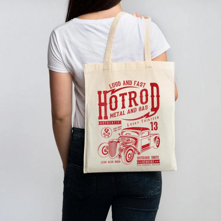 Hotrod Car Automotive Nostalgia Distressed Retro Canvas Tote Bag
