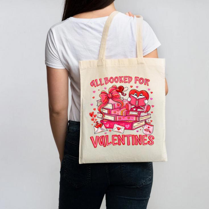 HUGvyn All Booked For Valentines Teacher Book Reading Heart Canvas Tote Bag