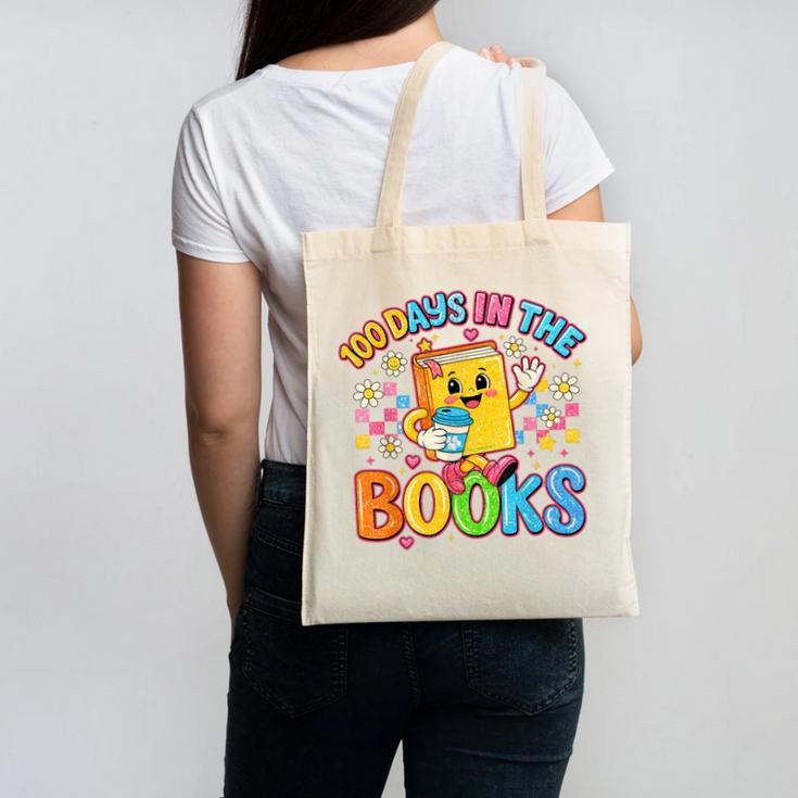 HUGvyn Preppy 100 Days In The Books Teacher Reading Coffee Canvas Tote Bag