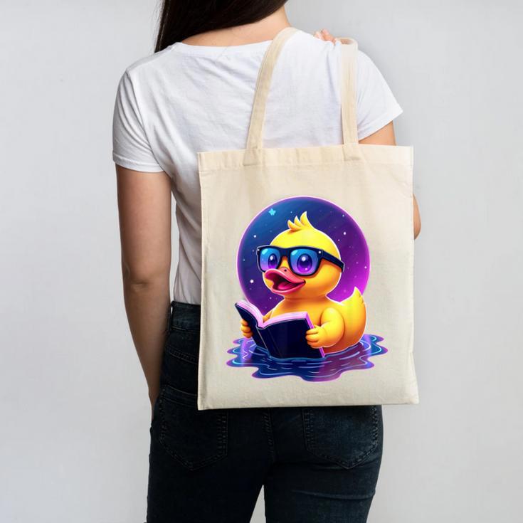 Humor Rubber Duck Reading Book Canvas Tote Bag