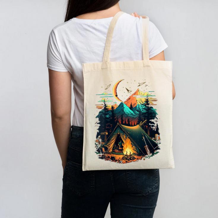 Id Rather Be Camping Great Outdoors Love Glamping Introvert Canvas Tote Bag
