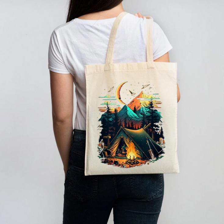 Id Rather Be Camping Great Outdoors Love Glamping Introvert Canvas Tote Bag