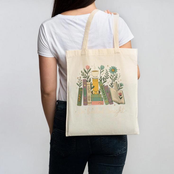I'm Booked Tonight Floral Books Cozy Reading Graphic Canvas Tote Bag