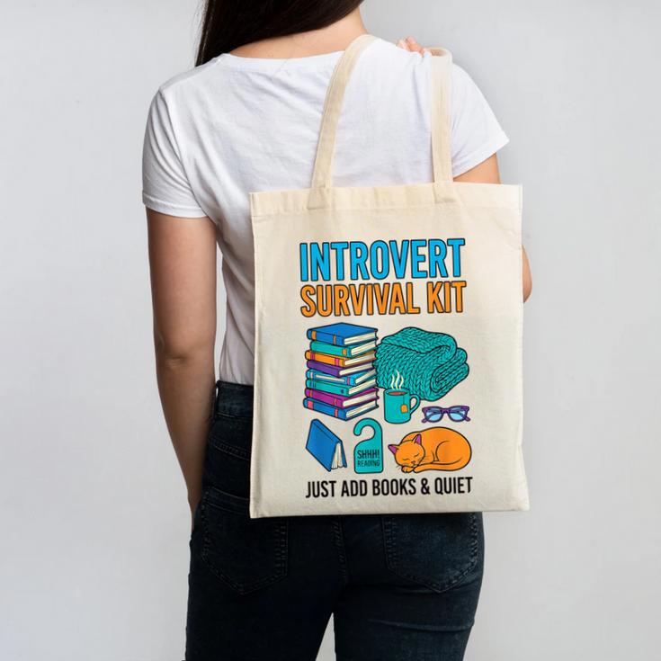 Introvert Book Lover Introvert Survival Kit Canvas Tote Bag