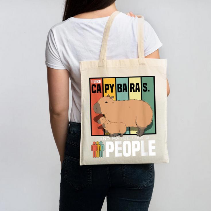 Introvert Capybara Rodent Animal Lover Antisocial Retro Canvas Tote Bag