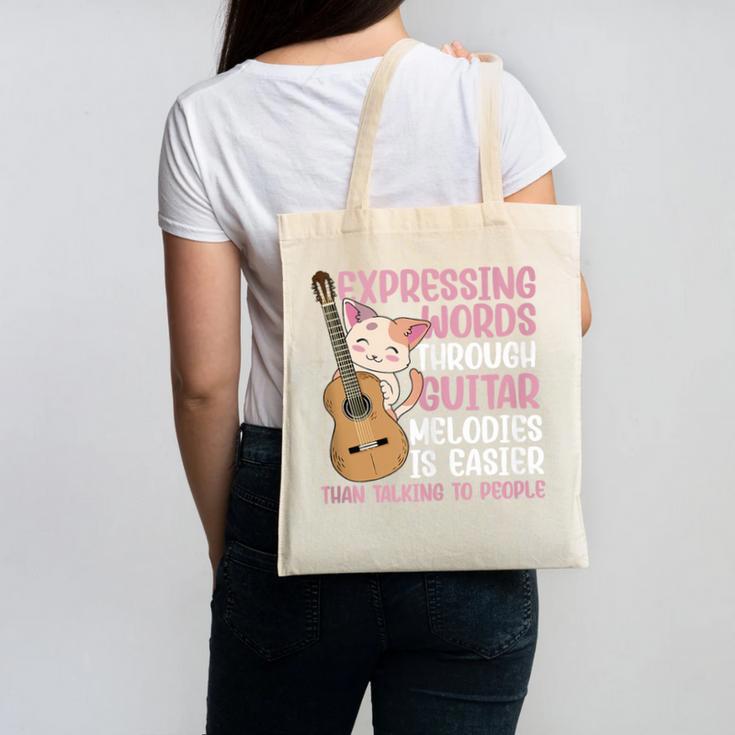 Introvert Guitarist Expressing Words Through Guitar Melody Canvas Tote Bag