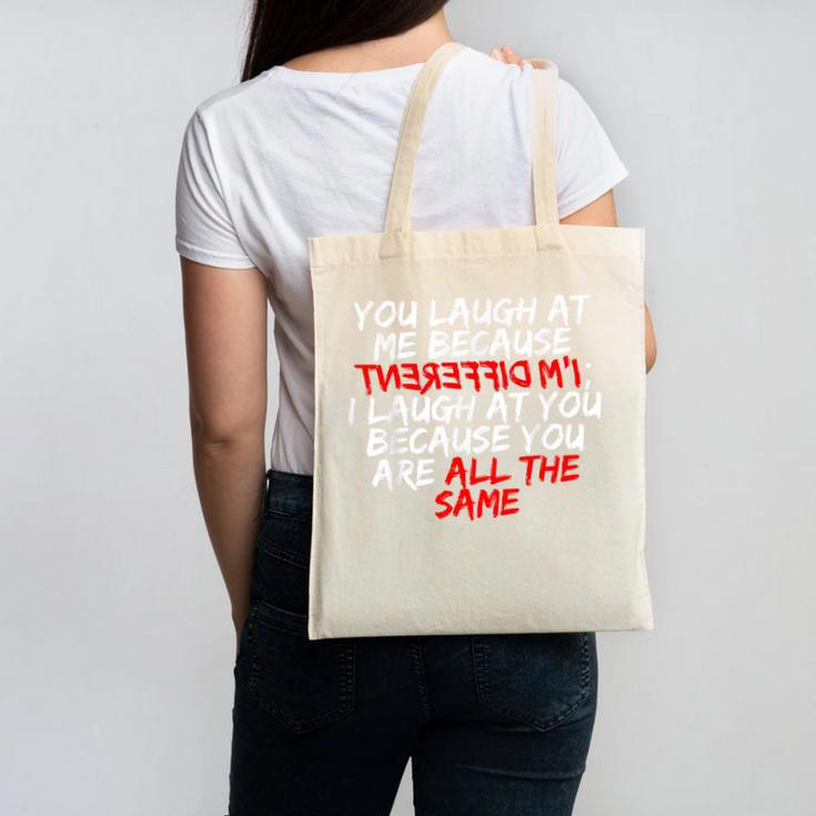 Introvert Quote With Backwards I'm Different Canvas Tote Bag