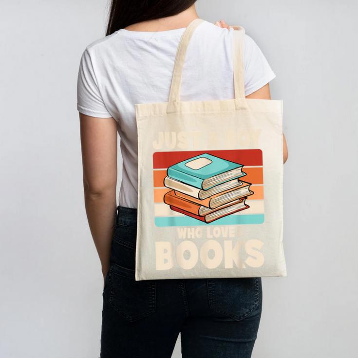 Just A Boy Who Loves Books Reading Bookworm Boys Kids Canvas Tote Bag