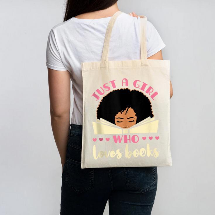 Just a Girl Who Loves Books African American Book Nerd Lover Canvas Tote Bag