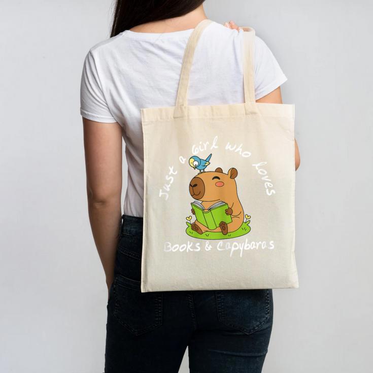 Just a Girl Who Loves Books And Capybaras Canvas Tote Bag