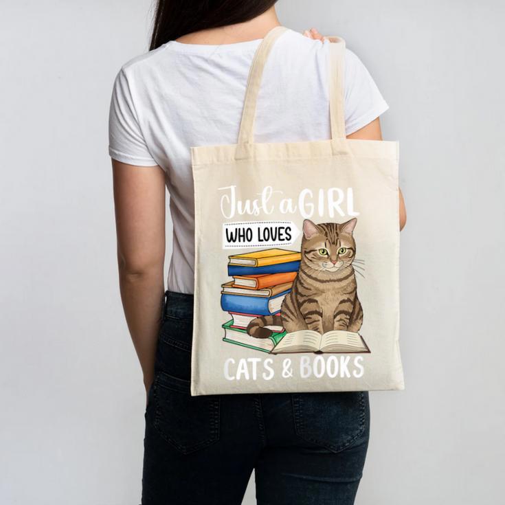 Just a Girl Who Loves Cats And Books Canvas Tote Bag