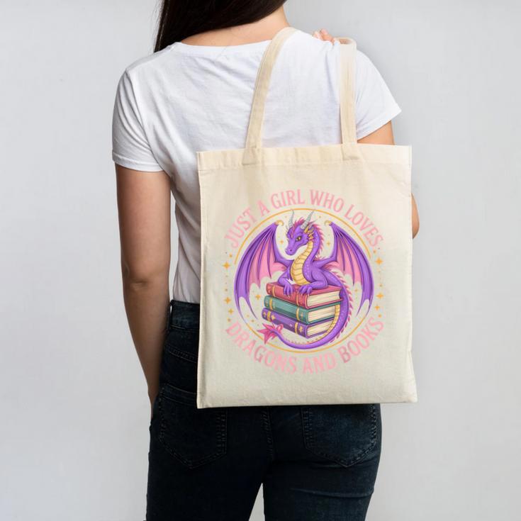 Just A Girl Who Loves Dragons And Books Fantasy Dragon Canvas Tote Bag