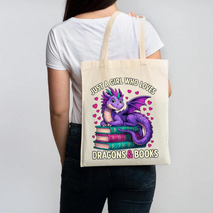 Just a Girl Who Loves Dragons And Books Reading Canvas Tote Bag