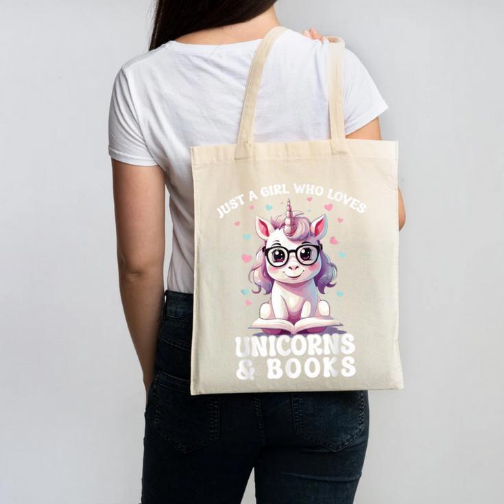 Just a Girl Who Loves Unicorns & Books Bookish Unicorn Love Canvas Tote Bag