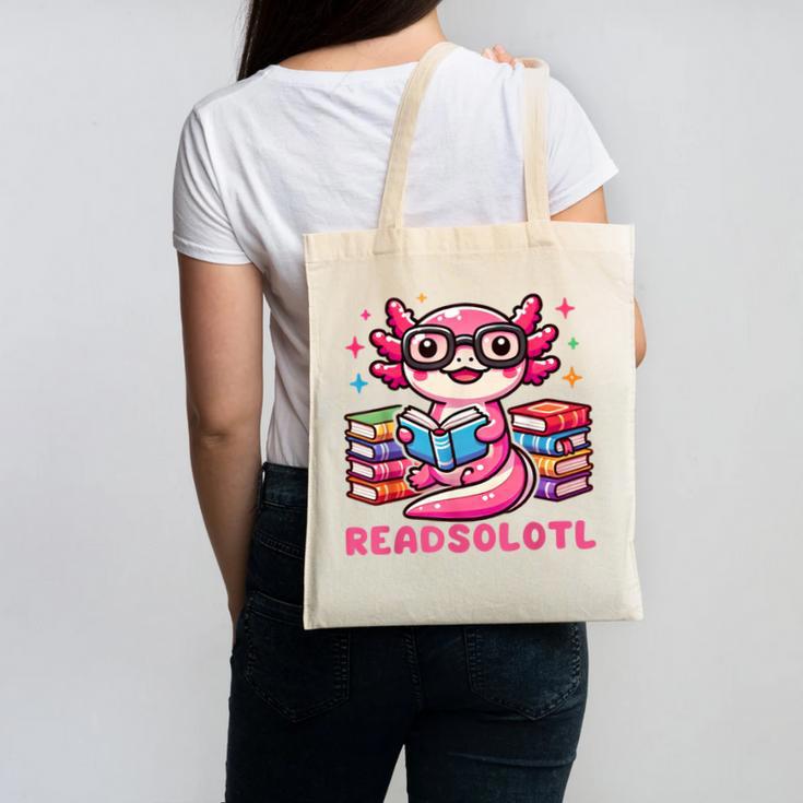 Kawaii Axolotl Readsolotl Book Lover Reading Bookworm Girls Canvas Tote Bag