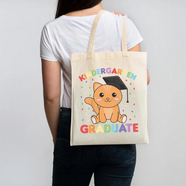 Kids Kindergarten Graduate Cat Graduation Canvas Tote Bag