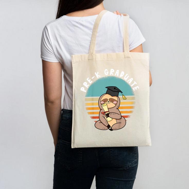 Kids Pre-K Graduate Sloth Cap And Gown Cute Preschool Graduation Canvas Tote Bag