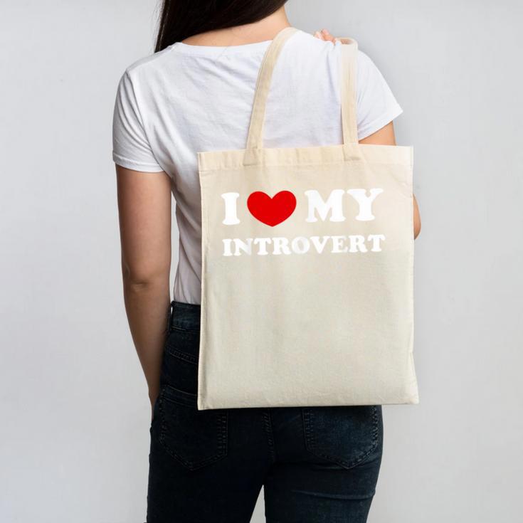 I Love My Introvert I Heart My Introvert Canvas Tote Bag