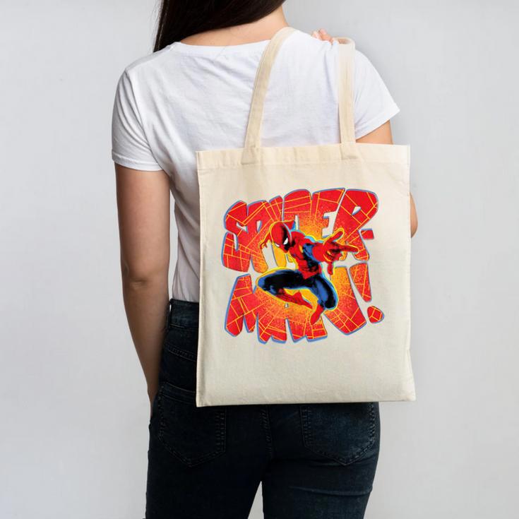 Marvel Spider-Man Peter Parker Comic Book Letter Logo Canvas Tote Bag