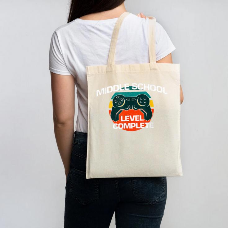 Middle School Graduation Gaming Vintage Level Complete Canvas Tote Bag