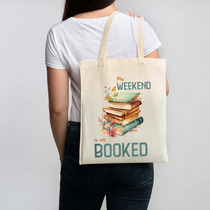 'My Weekend Is All Booked' Reading Book Introvert Librarian Canvas Tote Bag