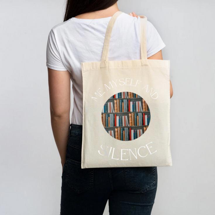 Me Myself And Silence Sarcastic Reading Books Introvert Top Canvas Tote Bag