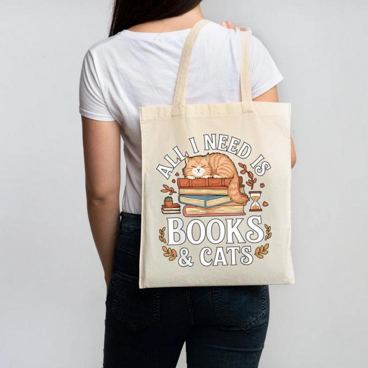All I Need Is Books And Cats Reading Canvas Tote Bag