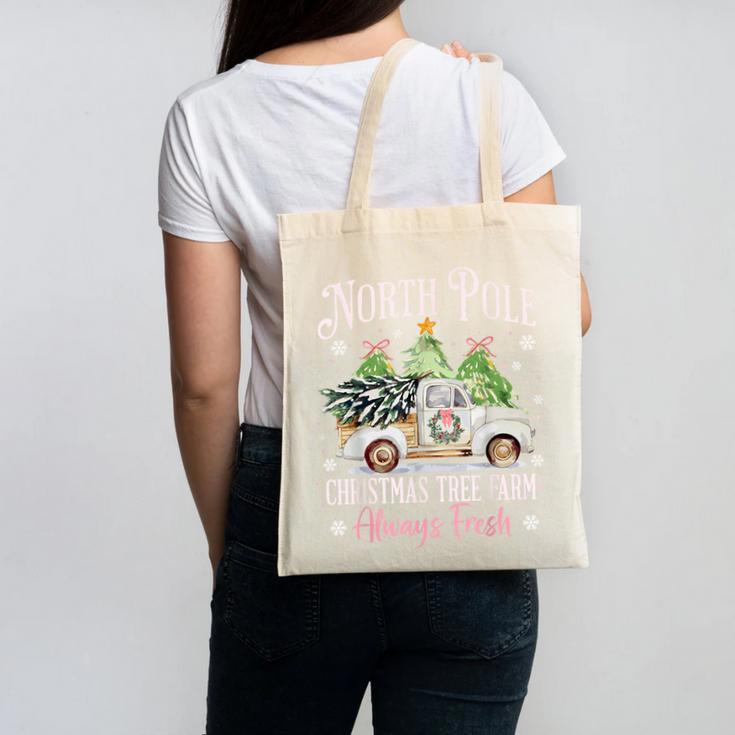 North Pole Tree Farm Merry Christmas Holiday Scene Nostalgia Canvas Tote Bag