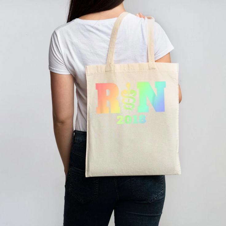 Nurse Graduation Shirt RN Est 2018 Rainbow Tshirt Canvas Tote Bag