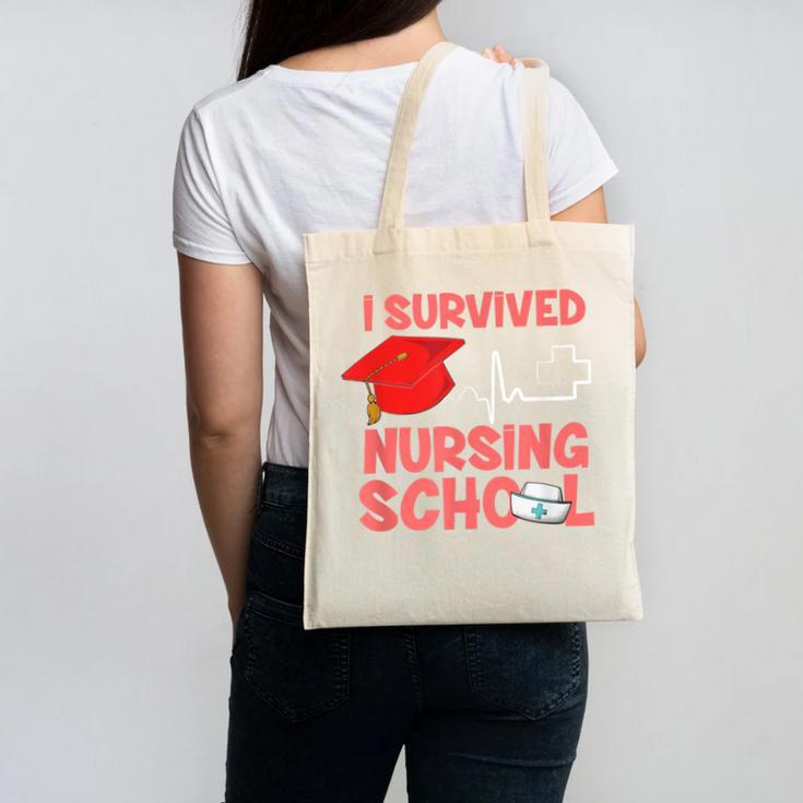 Nurse Survived Nursing School Graduation Canvas Tote Bag