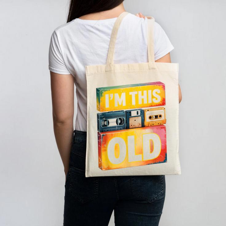 Im This Old Retro 80s 90s VHS Cassette Floppy Disk Nostalgia Canvas Tote Bag