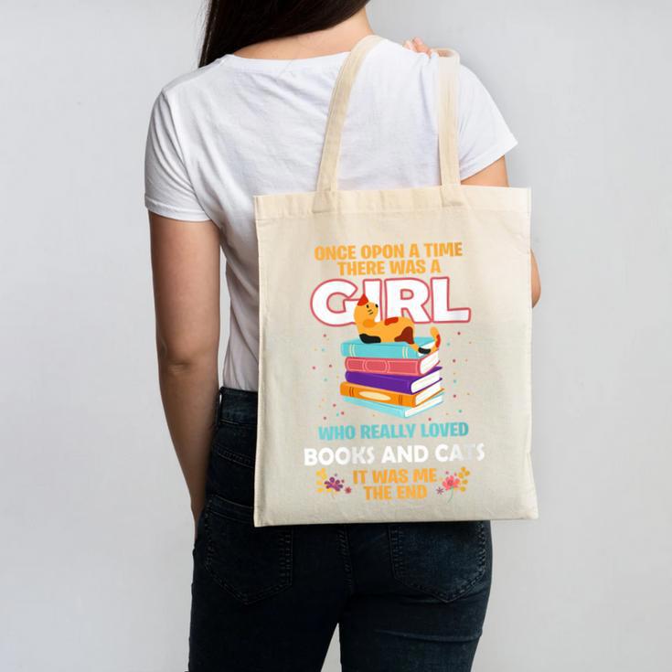 Once Upon A Time There Was A Girl Who Loves Books And Cats Canvas Tote Bag