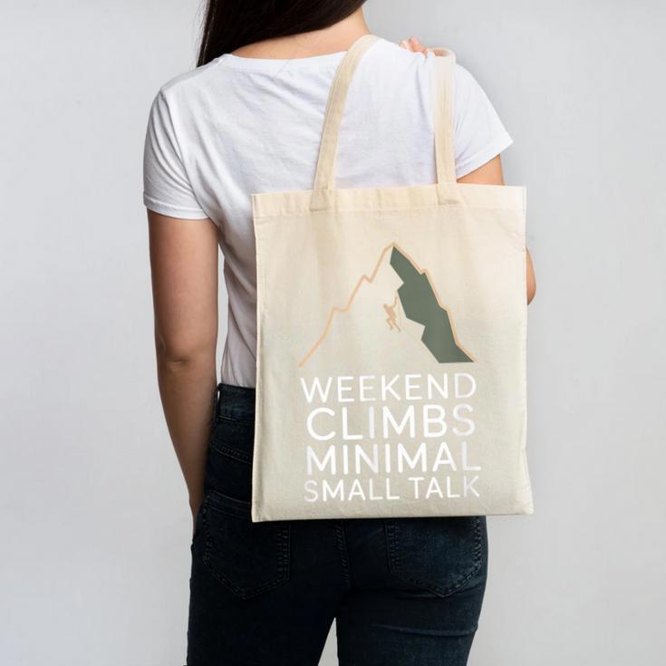 Outdoor Introvert Vibes Weekend Climber Canvas Tote Bag