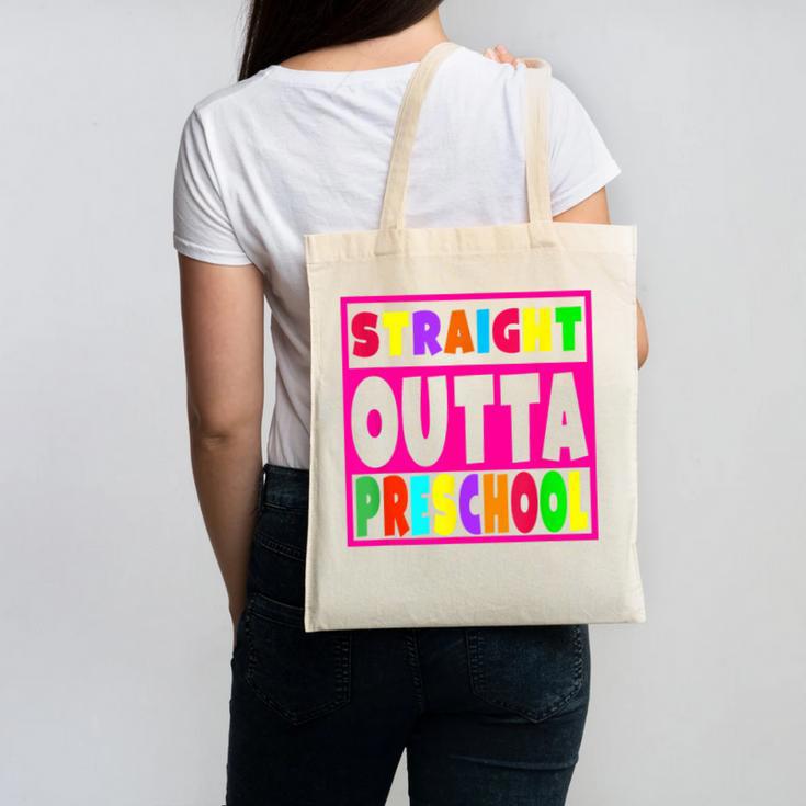 Pink STRAIGHT OUTTA Preschool PRE-K Graduation Canvas Tote Bag