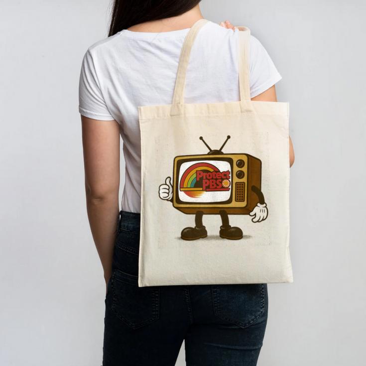 Protect PBS 80s Nostalgia Television Shirt Canvas Tote Bag