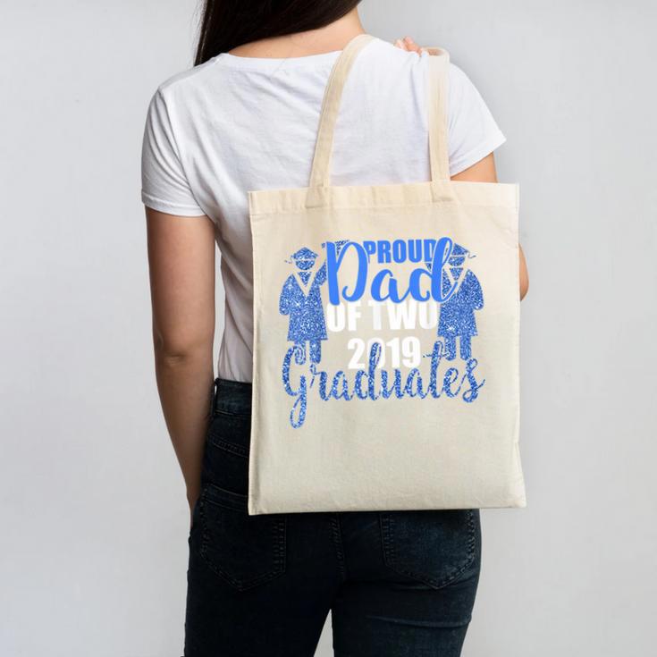 Proud Dad Of Two 2019 Graduates Twin Papa Graduation Canvas Tote Bag