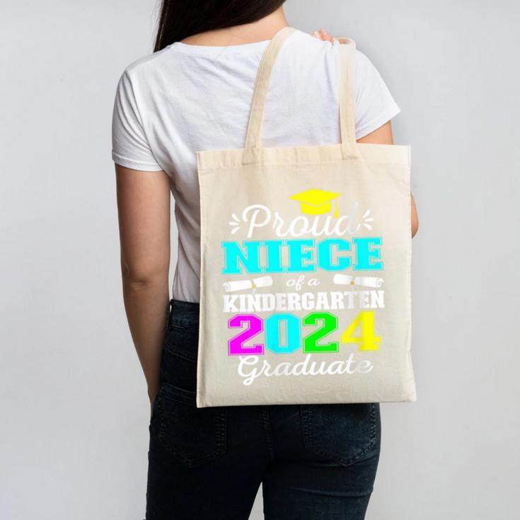 Proud Niece Of Kindergarten Graduate 2024 Graduation Niece Canvas Tote Bag