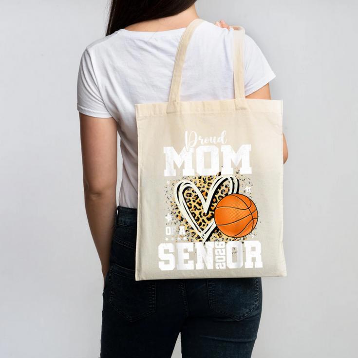 Proud Senior Mom Class Of 2026 Basketball Graduation Leopard Canvas Tote Bag