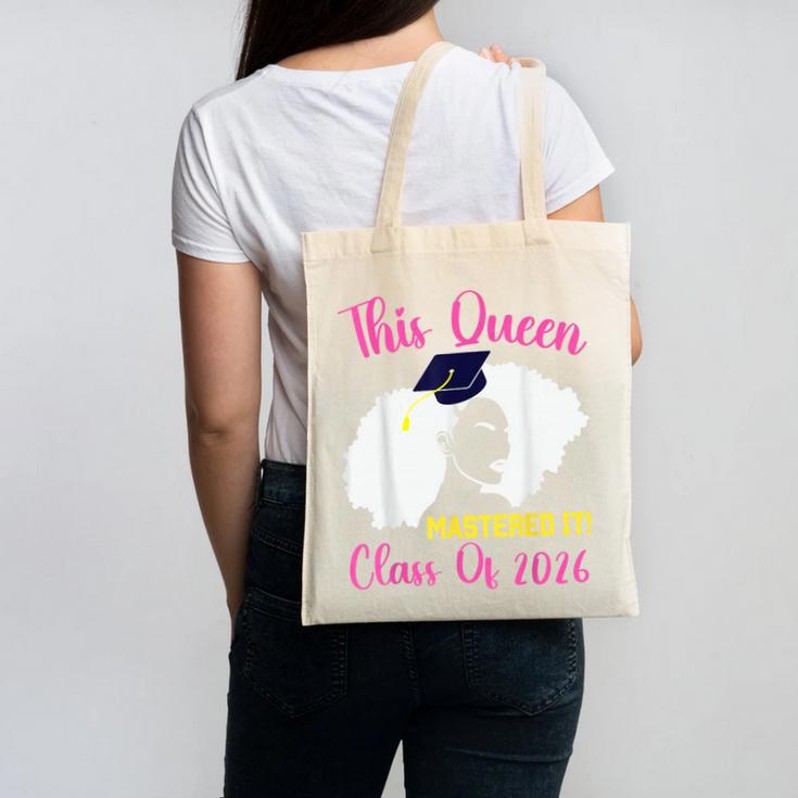 This Queen Mastered It Masters Graduation Class Of 2026 Canvas Tote Bag