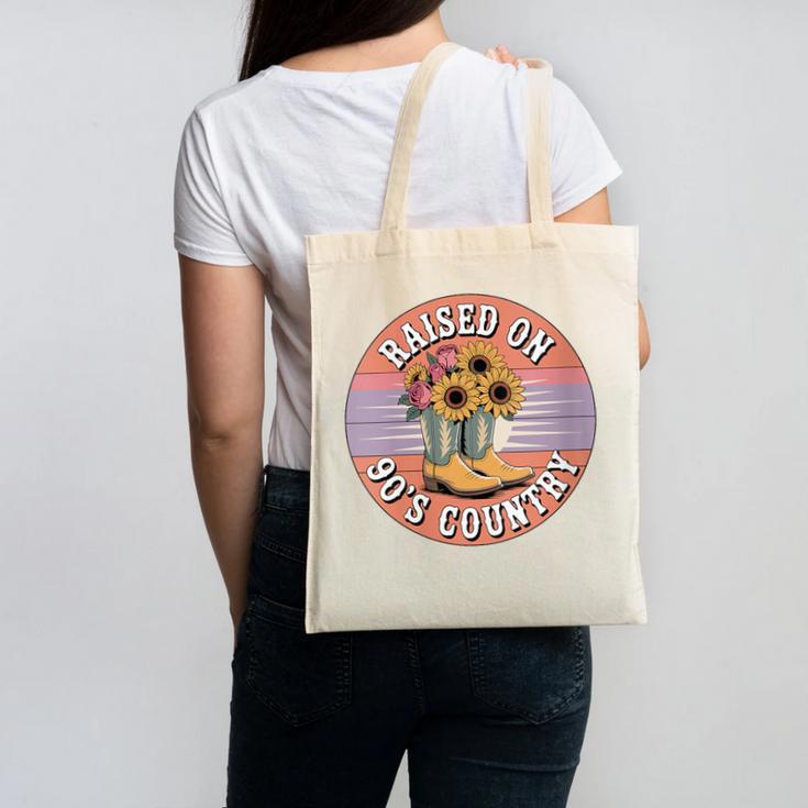 Raised On 90’s Country Women Retro Western Music Nostalgia Canvas Tote Bag