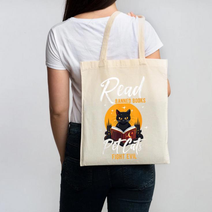 Read Banned Books Pet Cats Fight Evil Read Banned Reader Canvas Tote Bag