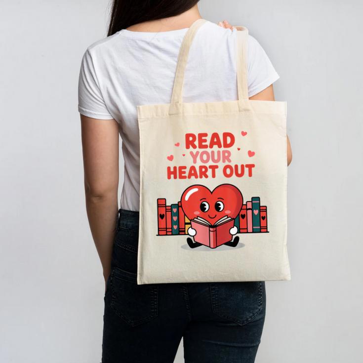 Read Your Heart Out Shirt Valentine Teacher Bookworm Lover Canvas Tote Bag