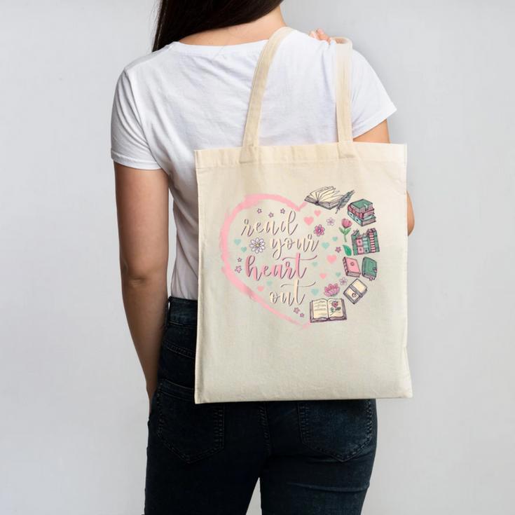 Read Your Heart Out Valentines Teacher Reading Book Lover Canvas Tote Bag