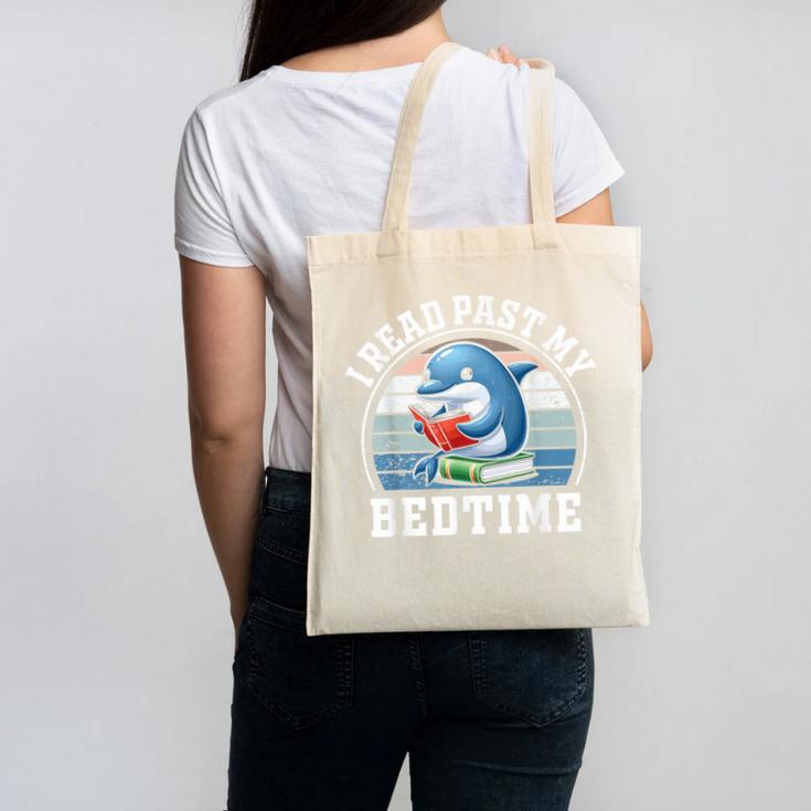 I Read Past My Bedtime Reading Dolphin Book Lover Canvas Tote Bag