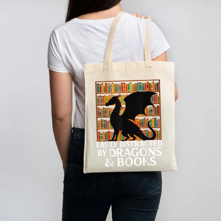 Reading Dragon Easily Distracted By Dragons And Books Canvas Tote Bag