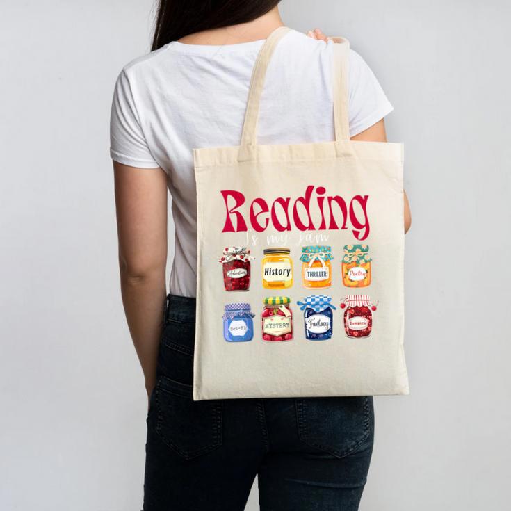 Reading Is My Jam Teacher Student Book Lovers Canvas Tote Bag